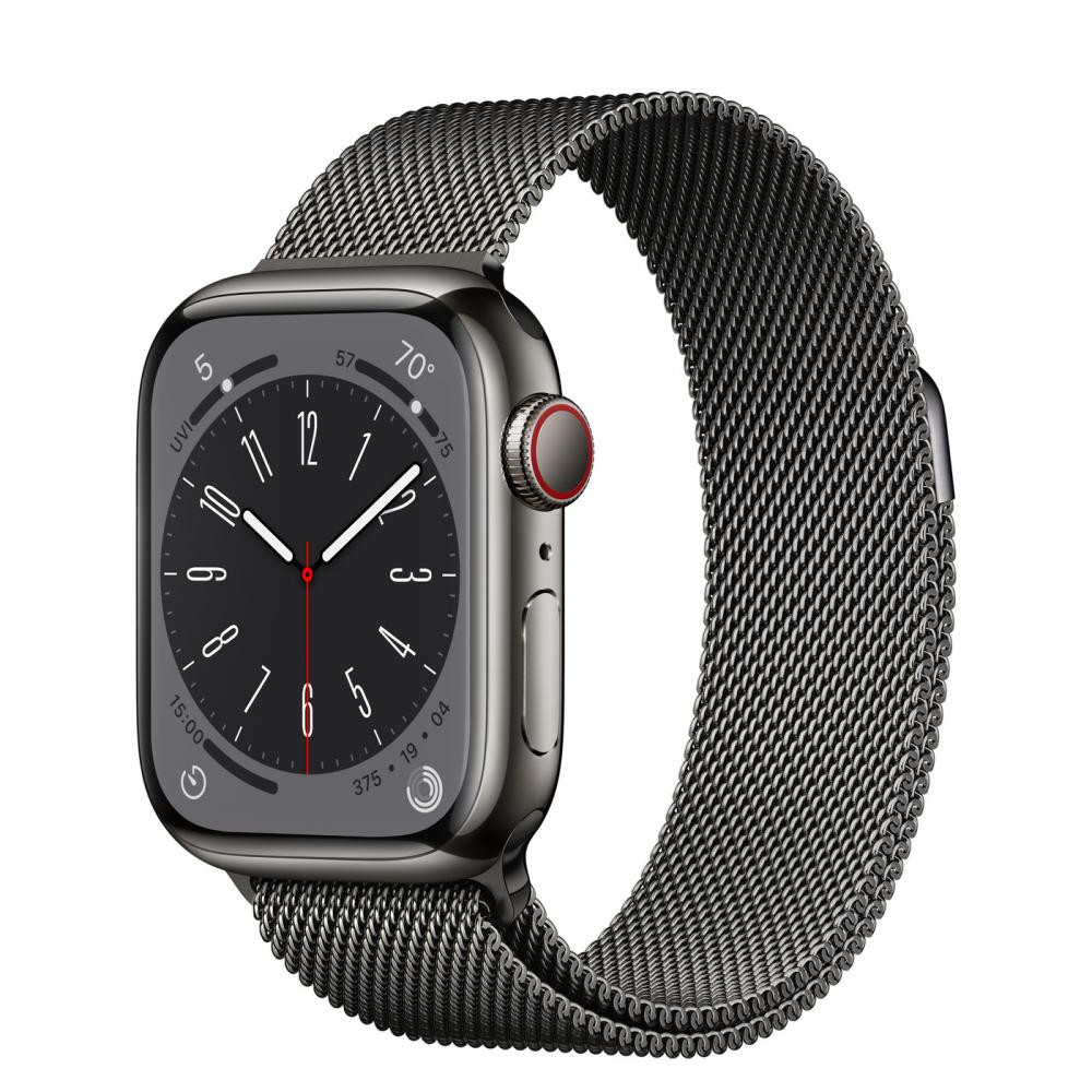 Apple Watch Series 8 GPS + Cellular 45mm Graphite S. Steel Case w. Milanese Loop (MNKW3/MNKX3)
